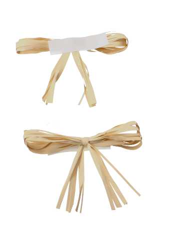 [K1370071] Cadeaustrikje Raffia Naturel Met Plakker 8x5cm 100stuks