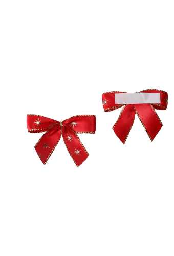 [K1420195] Luxe Strikje Satijn Rood Ster & Plakker 6x5cm 250stuks lint 1.5cm