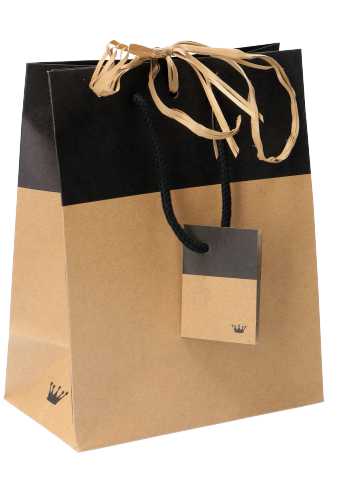 [K1110644] Cadeautasjes Palli Met Lintgleuf Kraft & Zwart 18x10x22.7cm 10stuks