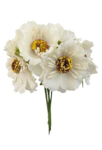 [K1340545] Kado Decoratie Bloem Creme Met IJzerdraad 8.5x4.5cm 60stuks