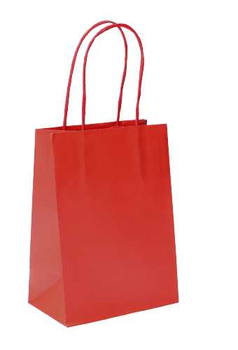 [K1120222] Papieren Draagtas Kassel Met Handvat Rood 14x8x21cm 50stuks