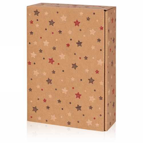 [1170982] Wijndoos Naturel Stars 3 Fles 36x25x9cm 25stuks