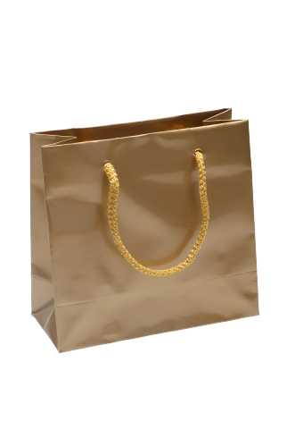 [K1110670] Kadotasjes Rome Uni Goud Glanzend Met Koord 16x7x15cm 10stuks