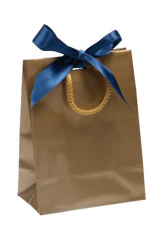 [K1110684] Kadotasje Sora Goud Glans & Koord & Lintgleuf 15x9x20cm 10stuks