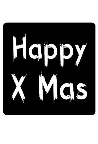 [K1210138] Etiketten Kerst Happy X Mas Zwart & Wit 4.5x4.5cm 500stuks