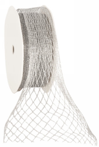 [K1390090] Luxe Kadolint Weblint Met IJzerdraad Zilver 25mm x 10meter