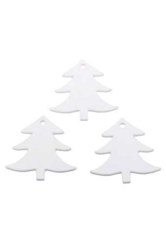 [K1340309] Houten Decoratie Kerstboom Wit Hanger 5cm 24stuks