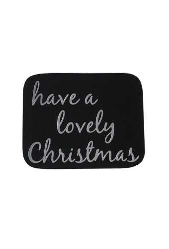 [K1210140] Etiketten Kerst Have a Lovely Christmas Zwart & Zilver 3.7x3cm 500st