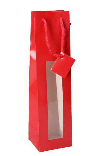 [K1170948] Wijnflestas Rood Glans Met Venster 10x9x38cm 1 fles 20stuks