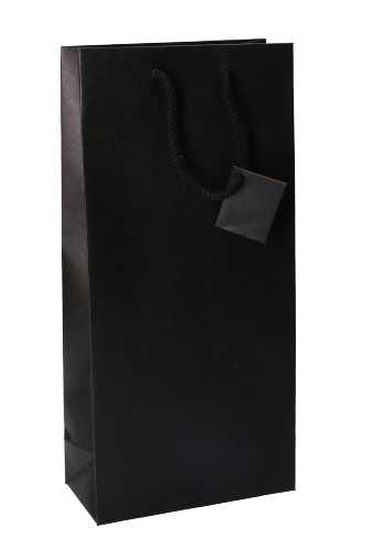 [K1170941] Wijnflestas Zwart Mat 2 fles Met Koord 18x9x38cm 10stuks