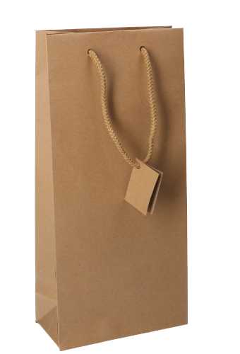 [K1170940] Wijnflestas Kraft 2 fles Met Koord 18x9x38cm 10stuks