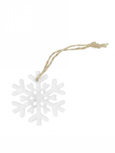 [K1340587] Houten Decoratie Sneeuw Wit Met Koord 5cm 24stuks