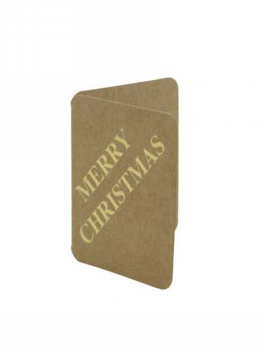 [K1020310] Kadokaartje Merry Christmas Kraft & Goud 5.5x4.5cm 50stuks