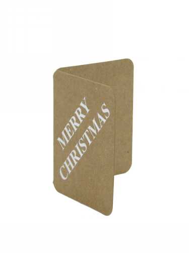 [K1020311] Kadokaartje Merry Christmas Kraft & Zilver 5.5x4.5cm 50stuks