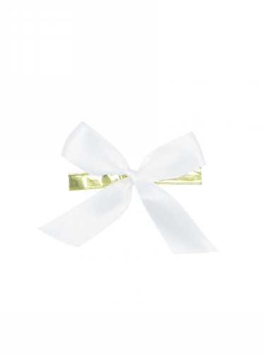 [K1420210] Strikje Satijn Wit Met Clip 6x6cm 250stuks