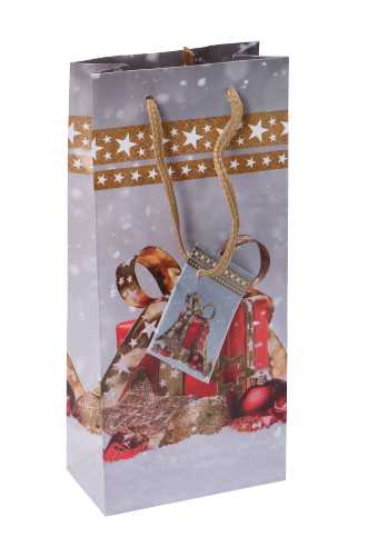 [K1330239] Kersttasjes Flesje Piccolo Kerstgeschenk 8.5x5.5x22cm 12stuks