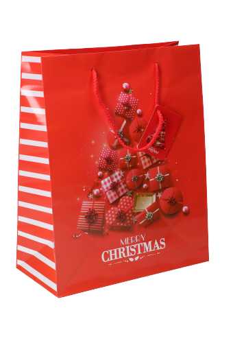 [K1330085] Kersttasjes Groot Rood Merry Christmas 26.5x13.5x32.5cm 12stuks