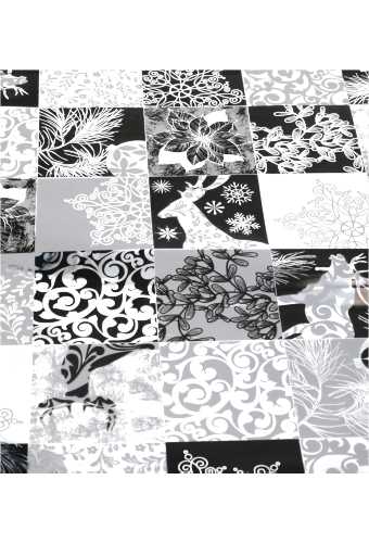 [K1080092] AKTIE Cadeaufolie Dubbelzijdig Zilver & Xmas Xmas Zwart 70cm x 50meter