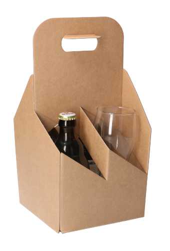 [K1180075] Bierverpakking Draagdoos Brugge Dikbuik Kraft voor 4 flesjes 33cl 10st