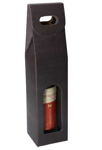 [K1170933] Luxe Wijndozen Vigo Skin Coffee & Venster 1 fles 9x9x38.5cm 10stuks