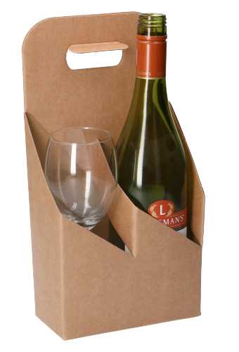 [K1171016] Wijnverpakking Draagdoos Toscan Kraft voor 2 wijnflesjes 10stuks