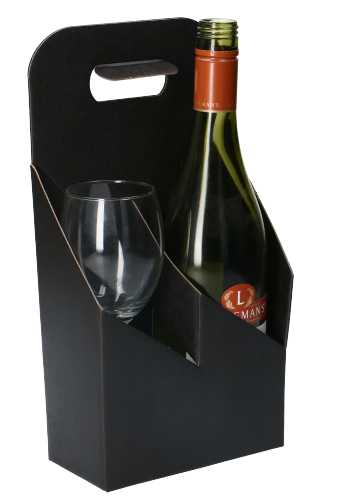 [K1171017] Wijnverpakking Draagdoos Toscan Zwart voor 2 Wijnflesjes 10stuks