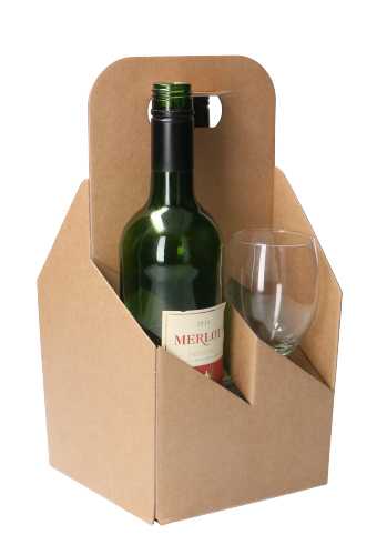 [K1171018] Wijnverpakking Draagdoos Toscan Kraft voor 4 Wijnflesjes 10stuks