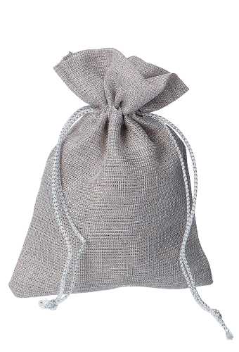 [K1070789] Kadozakjes Canvas Glitter Zilver Met Koord Klein 9x12cm 10stuks