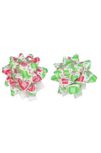 [K1370079] Kerst Mini Bows Strik Rond 50mm Wanten Groen Rood Met Plakker 50st