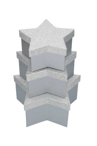 [K1271689] Geschenkdoos Met Deksel Glitter Ster Zilver Middel 19x19x9.5cm 1stuks