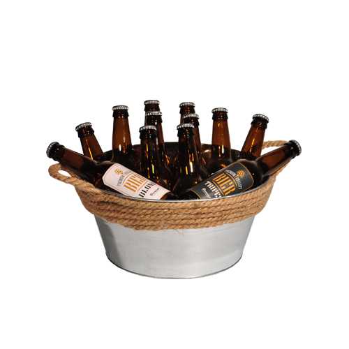[1180093] Bierverpakking Zinkemmer & Touw dia 30x15cm 7.5liter 18stuks