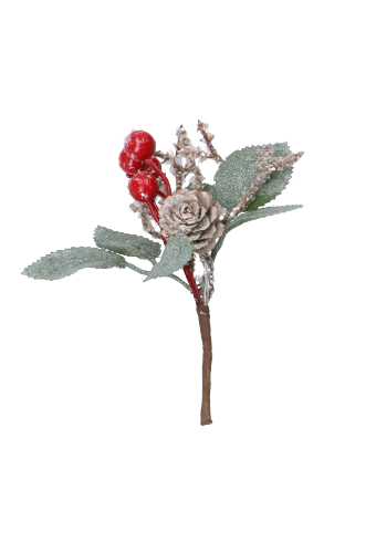 [K1340583] Kado Decoratie Takje met Witte Dennenappels En Rode Bes 12stuks