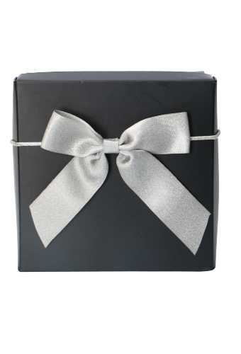 [K1420230] Strikje Satijn Lint Zilver & Elastiek 10cm 10x10cm 24stuks