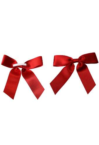 [K1420235] Luxe Strikje Satijn Rood Met Goud & Plakker 10x10cm 24stuks