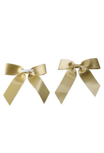 [K1420236] Luxe Strikje Satijn Goud & Plakker 10x10cm 24stuks