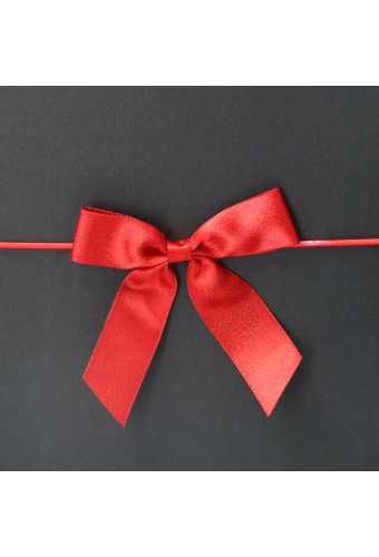 [K1420229] Strikje Satijn Lint Rood Met Goud & Elastiek 20cm 10x10cm 24stuks