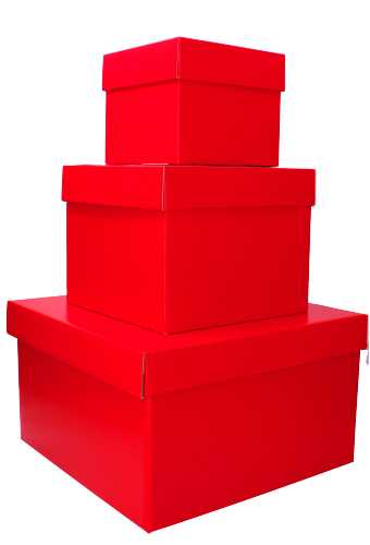 [K1271715] Luxe Geschenkdoos Torino Rood Glans Set In 3 Verschillende Afmetingen