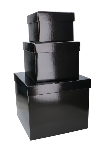 [K1271716] Luxe Geschenkdoos Torino Zwart Glans Set In 3 Verschillende Afmetingen