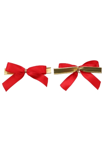 [K1420031] Luxe Strikje Satijn Rood & Gouden Clip 4x3.5cm 250stuks