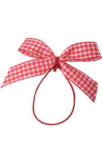 [K1420124] Strikje Ruit Rood Lint Met Elastiek 10cm 7x6cm 100stuks