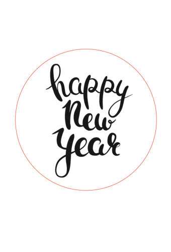 [K1210152] Etiketten Kerst Happy New Year Wit & Zwart 4.7cm 500stuks