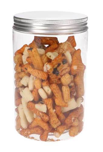 [K1590019-4ST] Plastic Potje Met Zilveren Schroefdeksel 9.25x14.5cminhoud 800ml 4st