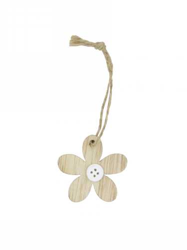 [K1340633] Houten Deco Flower Naturel & Koordje 4.5cm 24stuks