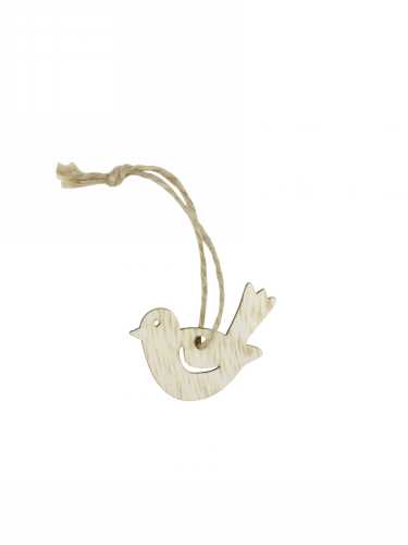 [K1340647] Houten Deco Vogel Naturel & Koordje 3.5 x 2.7cm 36stuks