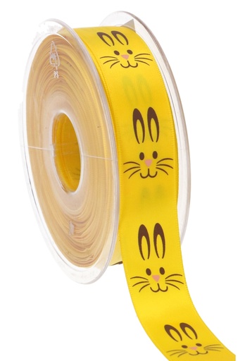[K1390922] Luxe Satijn Lint Geel Happy Easter Bunny 22mm x 25meter