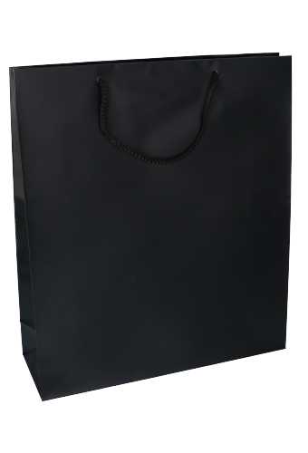 [K1110092] Kadotasjes Latina Mat Zwart Met Koord 36x12x41cm 12stuks