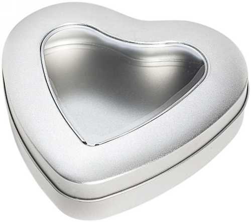 [1150128] Blikken Blanco Met Venster Hart 12.2x12.7x2.8cm 12stuks