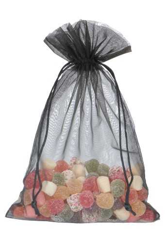 [K1070139] Organza zakjes Zwart Groot 17x24cm 10stuks