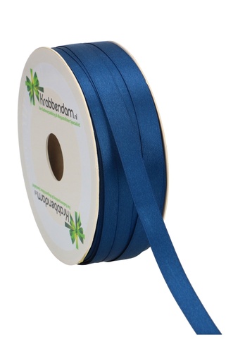 [K1300063] Satijn Dubbel Lint 12mm x 100 meter Marine Blauw