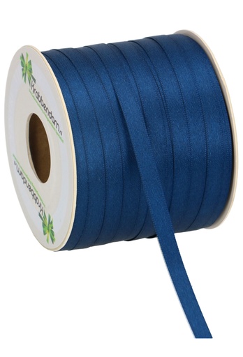 [K1300053] Satijn Dubbel Lint 6mm x 100 meter Marine Blauw